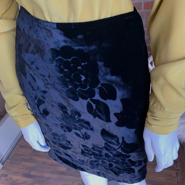 1980s Versace Floral Velvet Mini Skirt