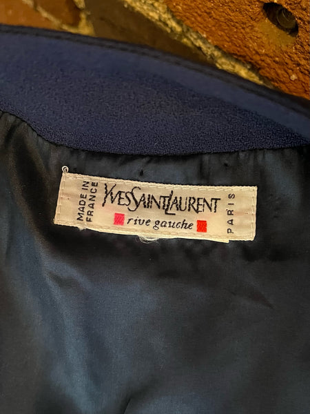 1990s Yves Saint Laurent Navy Blue Dress