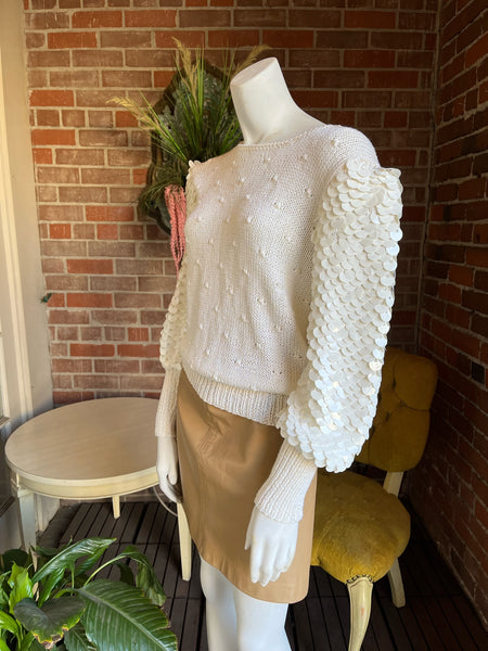 1980s White Paillette Sweater