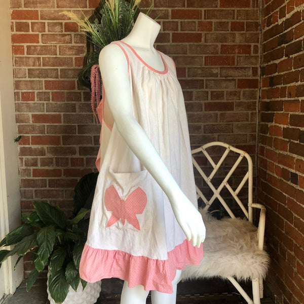 1970s Handmade Butterfly Appliqué Apron Dress